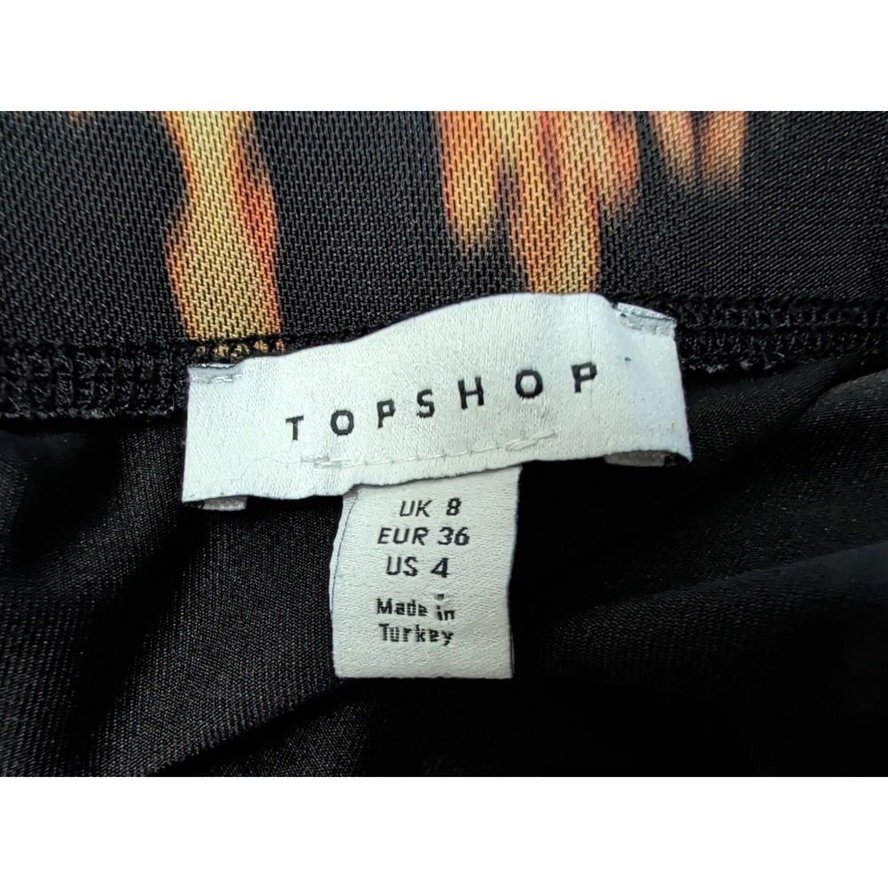 Topshop Midi Skirt Womens 4 Tie Dye Black Brown Indie Sleaze Boho Artsy Grunge - Picture 7 of 10